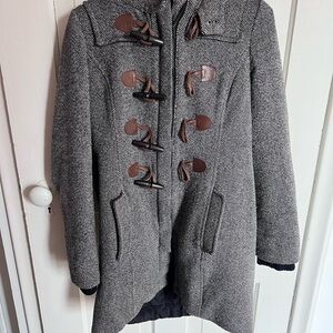 VINTAGE Roots Gray Winter Wool Blend Toggle Coat Size S
